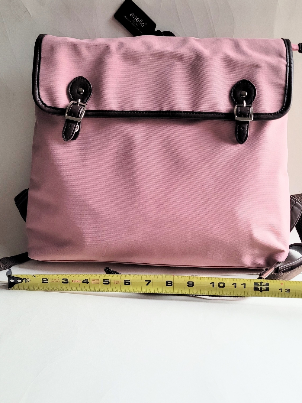 Anello Pink Canvas Backpack with Dark Brown Trim